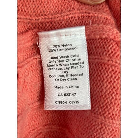 S2 TALBOTS PEACH CABLE KNIT LAMBSWOOL SWEATER SIZE XL‎ - Picture 3 of 8